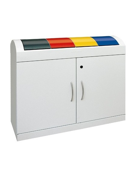 Abfalltrennung TD 4, RAL 7035/RAL 7016, RAL 3000, RAL 1003, RAL 5010, verz. Innenbehälter, 4x45 Liter