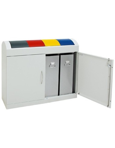 Abfalltrennung TD 4, RAL 7035/RAL 7016, RAL 3000, RAL 1003, RAL 5010, verz. Innenbehälter, 4x45 Liter