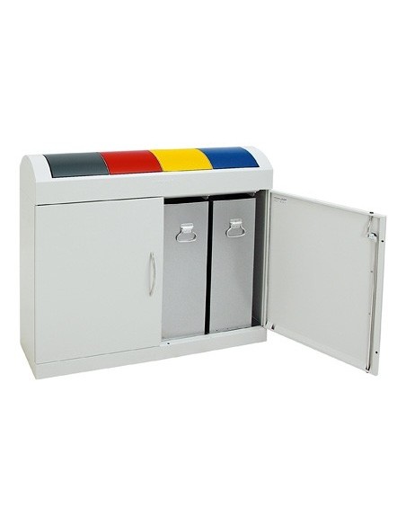 Abfalltrennung TD 4, RAL 7035/RAL 7016, RAL 3000, RAL 1003, RAL 5010, verz. Innenbehälter, 4x45 Liter