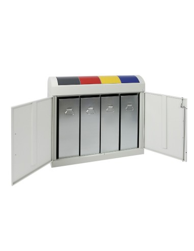 Abfalltrennung TD 4, RAL 7035/RAL 7016, RAL 3000, RAL 1003, RAL 5010, verz. Innenbehälter, 4x45 Liter