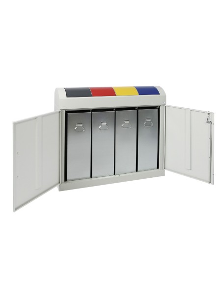 Abfalltrennung TD 4, RAL 7035/RAL 7016, RAL 3000, RAL 1003, RAL 5010, verz. Innenbehälter, 4x45 Liter