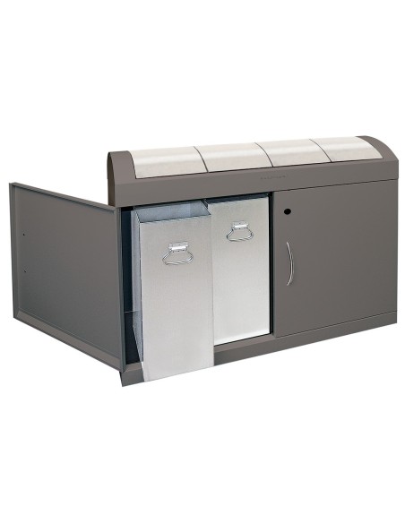 Abfalltrennung TD 4-aspect-plus-, soft-mokka/Edelstahl, verz. Innenbehälter, 4x45 Liter