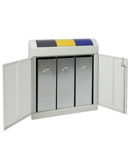 Abfalltrennung TD 3, RAL 7035/RAL 7016, RAL 1003, RAL 5010, verz. Innenbehälter, 3x45 Liter