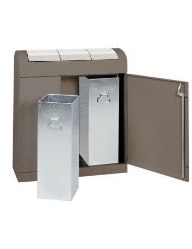 Abfalltrennung TD 3-aspect-plus-, soft-mokka/Edelstahl, verz. Innenbehälter, 3x45 Liter