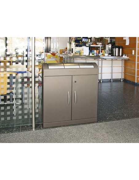 Abfalltrennung TD 3-aspect-plus-, soft-mokka/Edelstahl, verz. Innenbehälter, 3x45 Liter