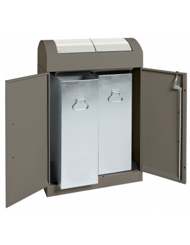 Abfalltrennung TD 2-aspect-plus-, soft-mokka/Edelstahl, verz. Innenbehälter, 2x45 Liter
