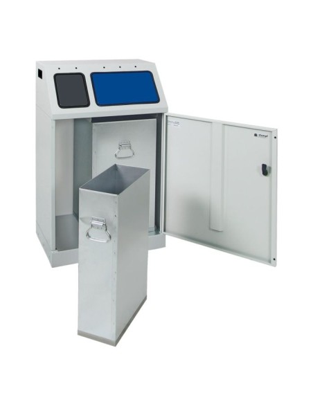 Abfalltrennung Duplex, RAL 7035/RAL 7016, RAL 5010, verz. Innenbehälter, 1x30, 1x60 Liter