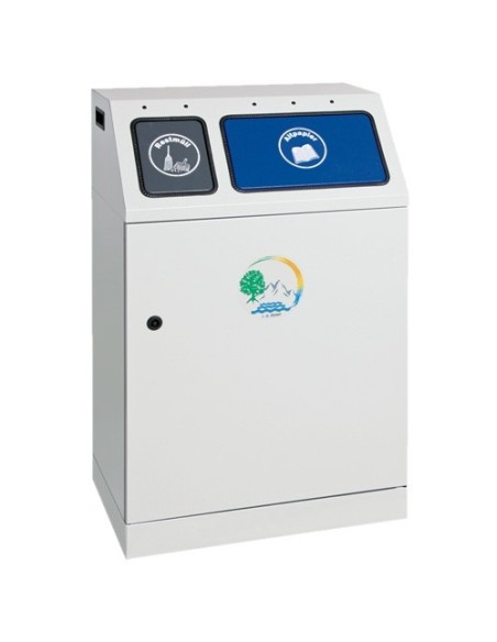 Abfalltrennung Duplex, RAL 7035/RAL 7016, RAL 5010, verz. Innenbehälter, 1x30, 1x60 Liter