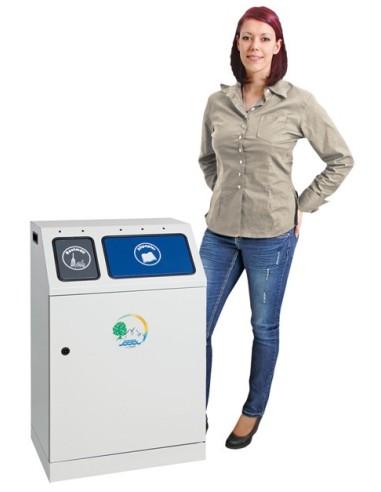 Abfalltrennung Duplex, RAL 7035/RAL 7016, RAL 5010, verz. Innenbehälter, 1x30, 1x60 Liter