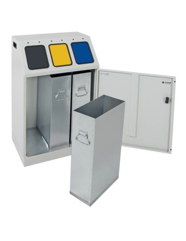 Abfalltrennung Triplex, RAL 7035/RAL 7016,RAL 1003, RAL 5010, verz. Innenbehälter, 3x30 Liter