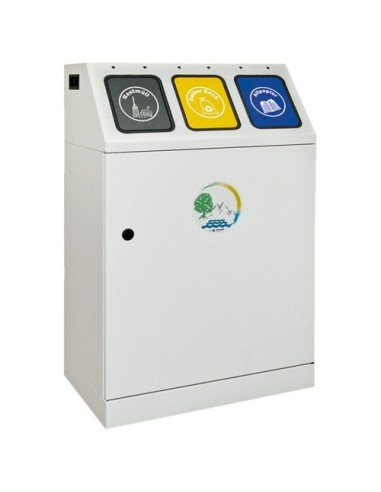 Abfalltrennung Triplex, RAL 7035/RAL 7016,RAL 1003, RAL 5010, verz. Innenbehälter, 3x30 Liter