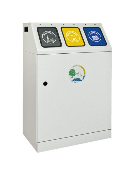 Abfalltrennung Triplex, RAL 7035/RAL 7016,RAL 1003, RAL 5010, verz. Innenbehälter, 3x30 Liter
