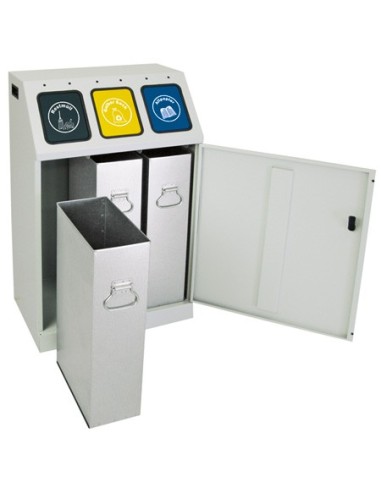 Abfalltrennung Triplex, RAL 7035/RAL 7016,RAL 1003, RAL 5010, verz. Innenbehälter, 3x30 Liter