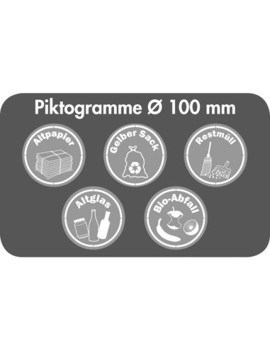 Zubehör: Piktogramm-Set, Durchm. 100 mm, weiss, 5 Stück