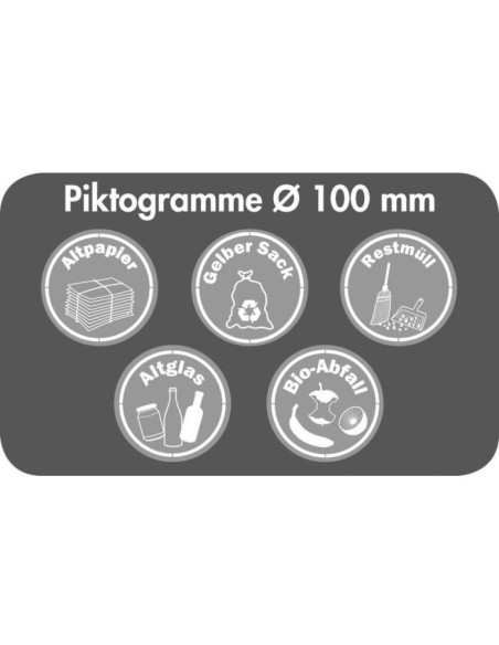 Zubehör: Piktogramm-Set, Durchm. 100 mm, weiss, 5 Stück