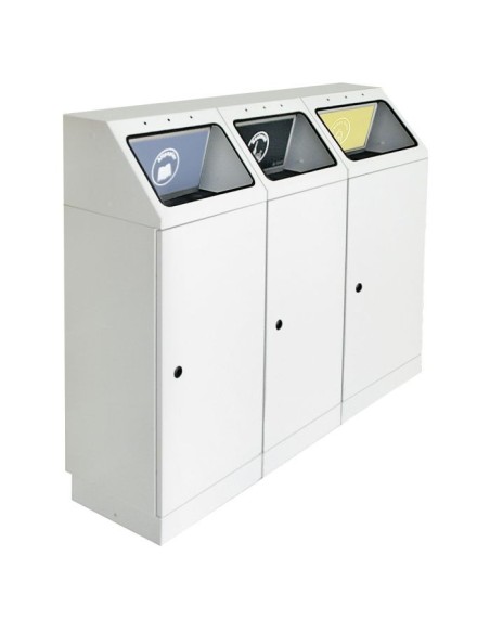 Abfalltrennung FP 45, 3-fach Station. Behälter zur Wandbefestigung, RAL 7035/ProPads, verz. Innenbehälter, 3x45 Liter