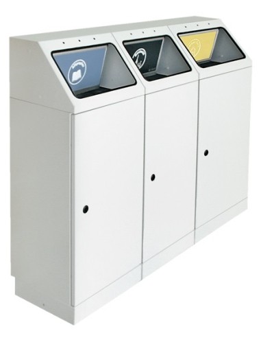 Abfalltrennung FP 45, 3-fach Station. Behälter zur Wandbefestigung, RAL 7035/ProPads, verz. Innenbehälter, 3x45 Liter