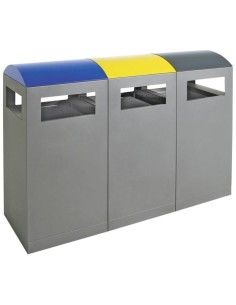Abfalltrennung A³-3-fach Station, anthrazitgrau/5010, 1003, 7016, verz. Innenbehälter, 3x90 Liter