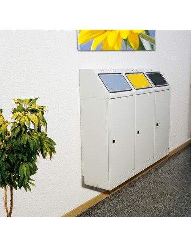 Abfalltrennung FD 45, Behälter zur Wandbefestigung, RAL 7035/ProPads, verz. Innenbehälter, 45 Liter