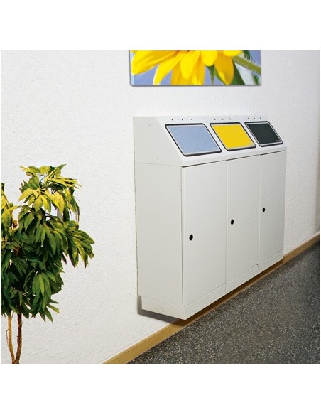 Abfalltrennung FD 45, Behälter zur Wandbefestigung, RAL 7035/ProPads, verz. Innenbehälter, 45 Liter