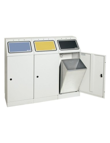 Abfalltrennung FD 45, 3-fach Station. Behälter zur Wandbefestigung, RAL 7035/ProPads, verz. Innenbehälter, 3x45 Liter