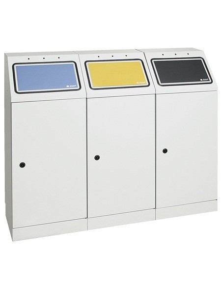 Abfalltrennung FD 45, 3-fach Station. Behälter zur Wandbefestigung, RAL 7035/ProPads, verz. Innenbehälter, 3x45 Liter