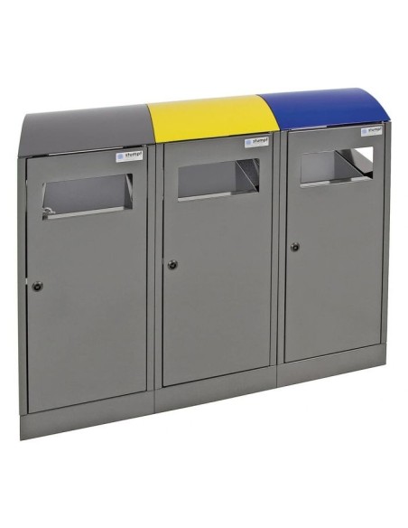 Abfalltrennung A³-3-fach Station, anthrazitgrau/5010, 1003, 7016, verz. Innenbehälter, 3x40 Liter