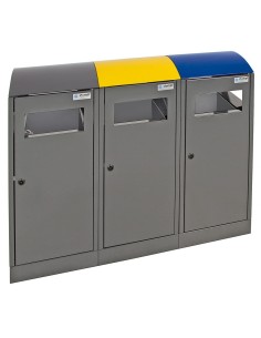 Abfalltrennung A³-3-fach Station, anthrazitgrau/5010, 1003, 7016, verz. Innenbehälter, 3x40 Liter 2