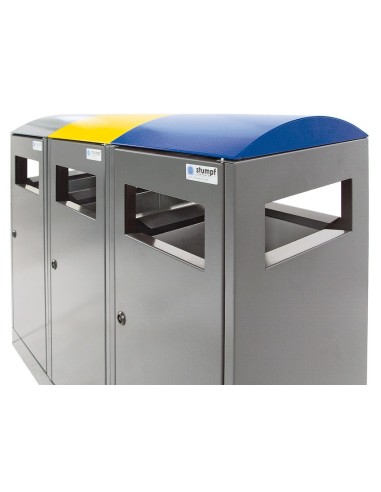 Abfalltrennung A³-3-fach Station, anthrazitgrau/5010, 1003, 7016, verz. Innenbehälter, 3x40 Liter