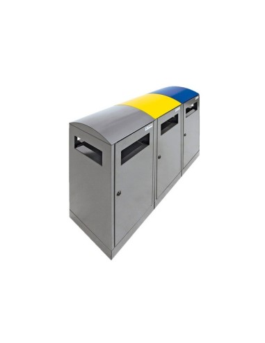 Abfalltrennung A³-3-fach Station, anthrazitgrau/5010, 1003, 7016, verz. Innenbehälter, 3x40 Liter