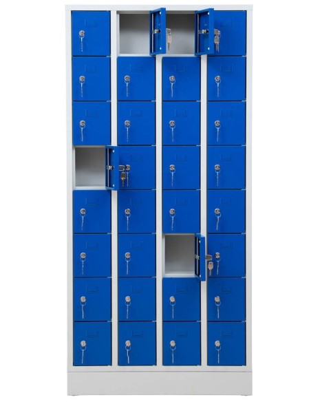 Wolfstahl Schliessfachschrank Stahl 32 Schliessfächer Zylinderschloss 80 x 15 x 168 cm