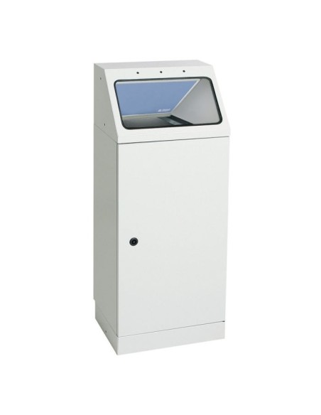 Abfalltrennung FP 45, Behälter zur Wandbefestigung, RAL 7035/ProPad taubenblau. Mit verzinktem Innenbehälter, 45 Liter.