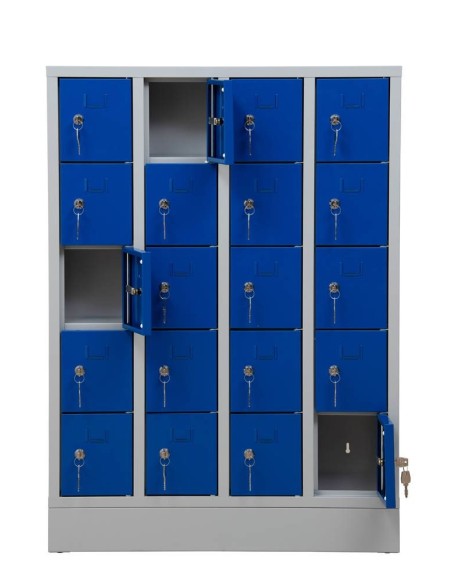 Wolfstahl Schliessfachschrank Stahl 20 Schliessfächer Zylinderschloss 80 x 15 x 110 cm