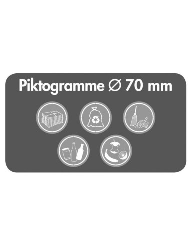 Zubehör: Piktogramm-Set, Durchm. 70 mm, weiss, 5 Stück
