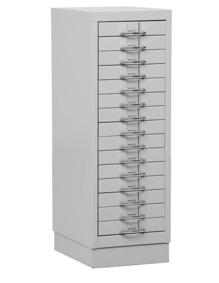 Wolfstahl Schubladenschrank Stahl A4 15 Schubladen lichtgrau 30 x 40 x 90 cm