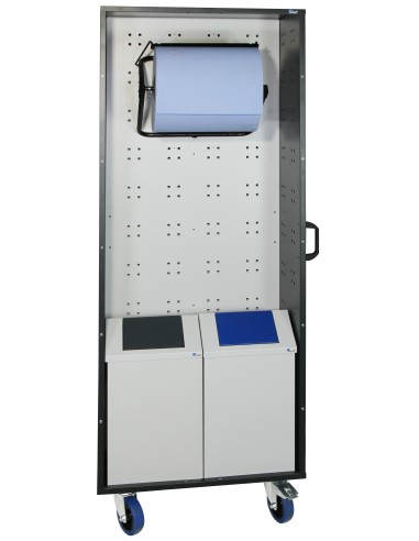 SmartCenter, Lochplatten-Schrank mit Halter für Putzpapierrollen, Abfallbehältern und Hakensortiment