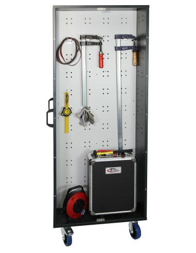 SmartCenter, Lochplatten-Schrank mit Halter für Putzpapierrollen, Abfallbehältern und Hakensortiment