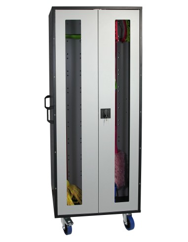 SmartCenter, Lochplatten-Schrank mit Halter für Putzpapierrollen, Abfallbehältern und Hakensortiment, Wannenböden