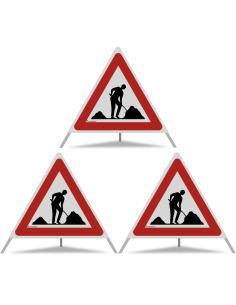 TRIOPAN Faltsignal 70 R2 Retro-reflektierend mit Etui (3x Baustelle)