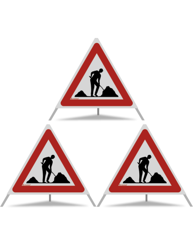 TRIOPAN Faltsignal 70 R2 Retro-reflektierend mit Etui (3x Baustelle)