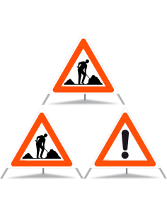 TRIOPAN Faltsignal 90 Tagesleuchtend Kombi mit Etui (2x Baustelle - Andere Gefahren)