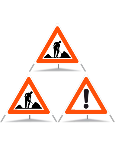 TRIOPAN Faltsignal 90 Tagesleuchtend Kombi mit Etui (2x Baustelle - Andere Gefahren)