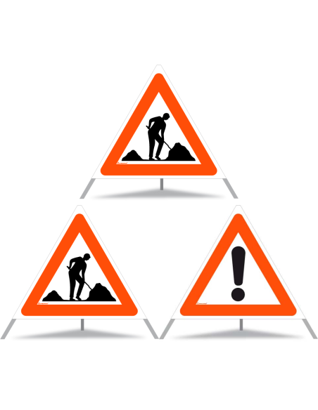TRIOPAN Faltsignal 90 Tagesleuchtend Kombi mit Etui (2x Baustelle - Andere Gefahren)