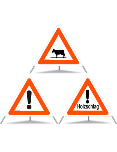 TRIOPAN Faltsignal 60 Tagesleuchtend Kombi mit Etui (Tiere - Andere Gefahren - Holzschlag)