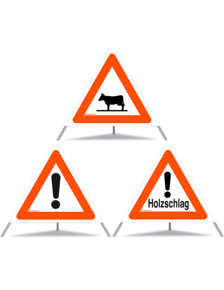 TRIOPAN Faltsignal 60 Tagesleuchtend Kombi mit Etui (Tiere - Andere Gefahren - Holzschlag)