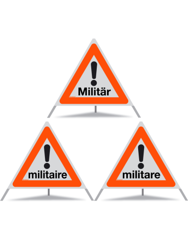 TRIOPAN Faltsignal 90 R1 Reflektierend Kombi mit Etui (Militär - militaire - militare)