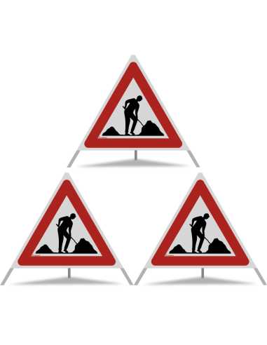 TRIOPAN Faltsignal 90 R2 Retro-reflektierend mit Etui (3x Baustelle)