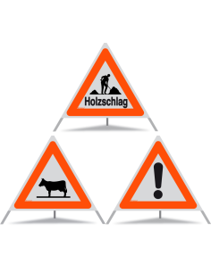 TRIOPAN Faltsignal 90 Kombi R1 Reflektierend mit Etui (Holzschlag - Tiere - Andere Gefahren)