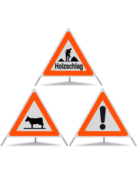 TRIOPAN Faltsignal 90 Kombi R1 Reflektierend mit Etui (Holzschlag - Tiere - Andere Gefahren)