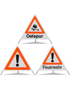 TRIOPAN Faltsignal 90 Kombi R1 Reflektierend mit Etui (Oelspur - Andere Gefahren - Feuerwehr)